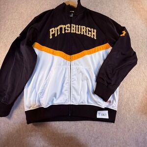 Stitches Pittsburgh Pirates MLB Track Jacket Mens L Black Gold Full Zip T1007